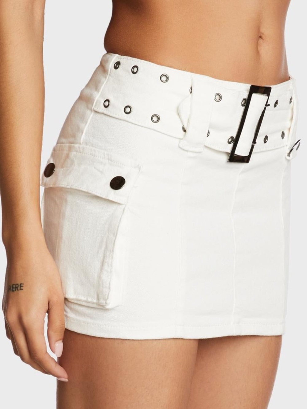 Edikted Roux Belted Mini Skirt white size S